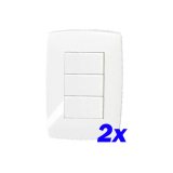 Kit 2 Interruptores Triplo Simples - (HOME BRANCA)